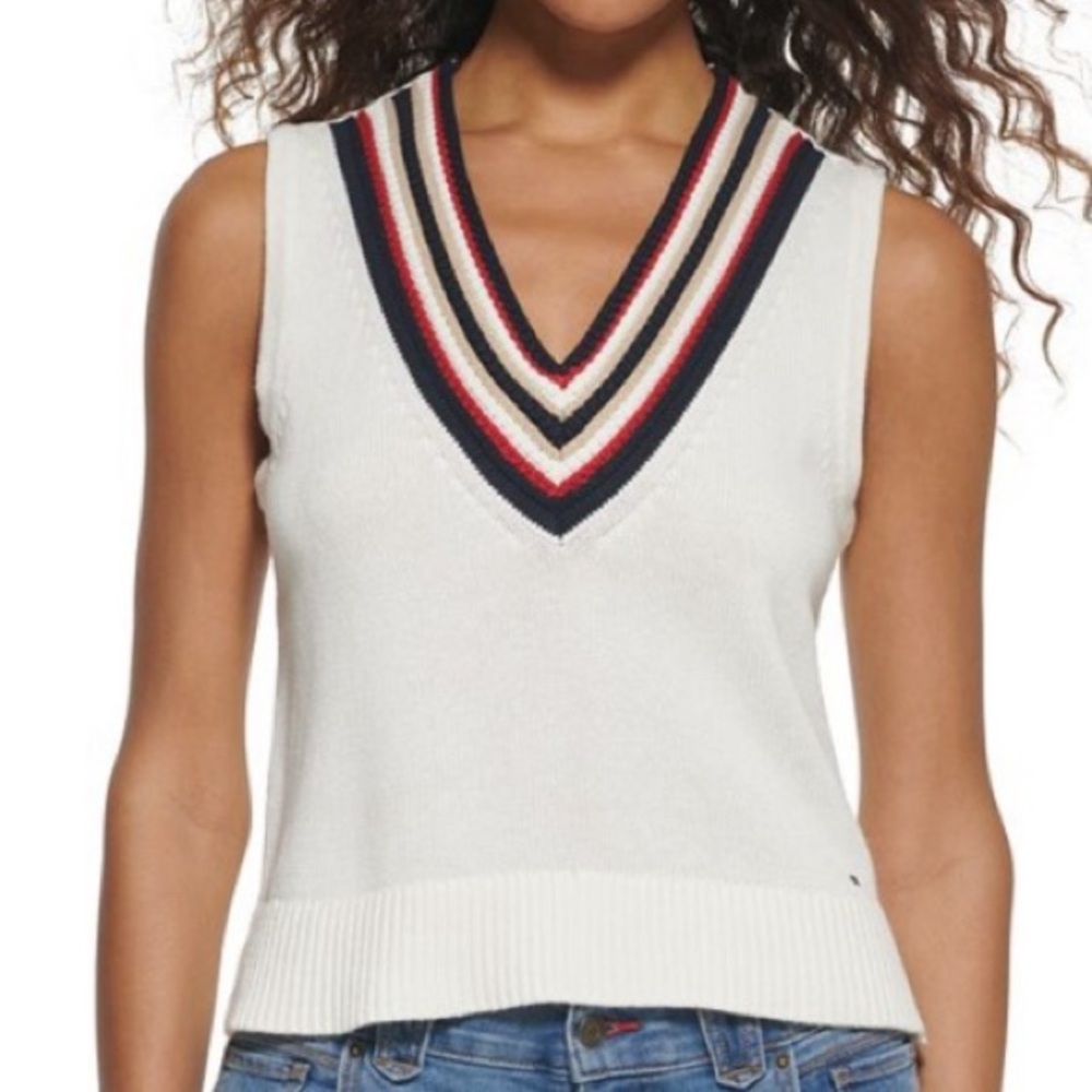 TOMMY HILFIGER V NECK SWEATER VEST - Picture 2 of 10
